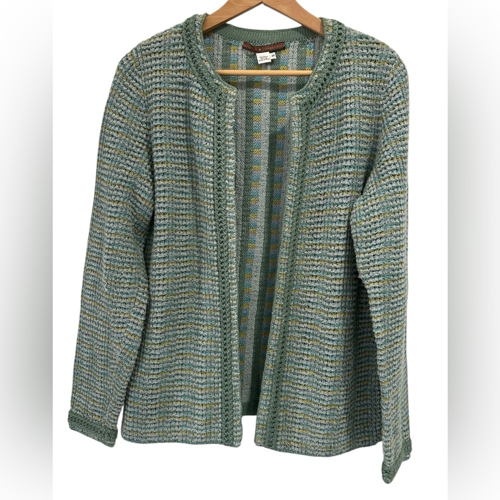 Peruvian Connection Open Knit Crochet Pima Cotton Cardigan - Size Small